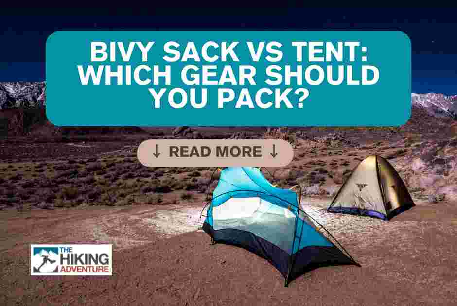 Side by side comparison of bivy sack versus tent setup showing size and weight differences for backpacking gear selection